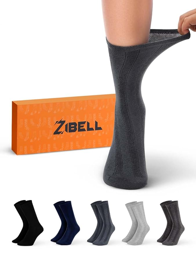 Crew Socks for Men - Diabetic Socks - Calf Length Socks -Soft, Breathable, Non-Binding, Moisture Control, Boosts Circulation, Ideal For Neuropathy, Assorted