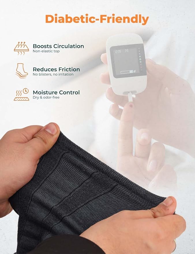 Crew Socks for Men - Diabetic Socks - Calf Length Socks -Soft, Breathable, Non-Binding, Moisture Control, Boosts Circulation, Ideal For Neuropathy, Assorted