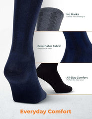 Crew Socks for Men - Diabetic Socks - Calf Length Socks -Soft, Breathable, Non-Binding, Moisture Control, Boosts Circulation, Ideal For Neuropathy, Assorted