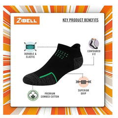 ZIBELL Pack of 5 Ankle Sports Socks for Men & Women, Athletic Running Socks, Suitable Made With Durable, Breathable Cotton