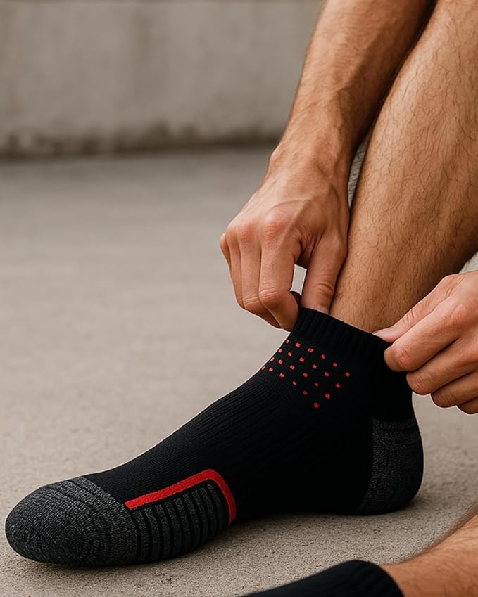 ZIBELL Pack of 5 Ankle Sports Socks for Men & Women, Athletic Running Socks, Suitable Made With Durable, Breathable Cotton