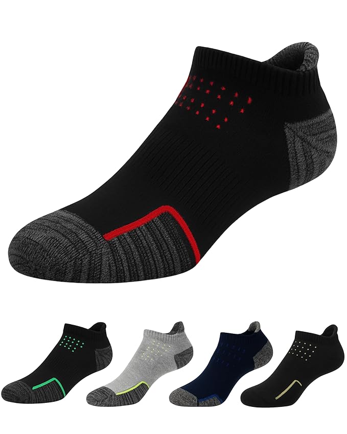 ZIBELL Pack of 5 Ankle Sports Socks for Men & Women, Athletic Running Socks, Suitable Made With Durable, Breathable Cotton