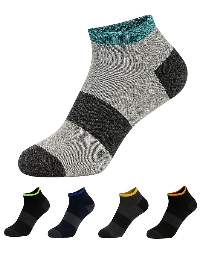 ZIBELL Pack of 5 Sports Ankle Socks for Men & Women, Suitable Made With Durable, Athletic Running Socks, Breathable Cotton - Pack of 5, Free Size